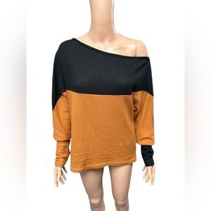 Shein - NEW IN BAG - Cold Shoulder Colorblock Sweater